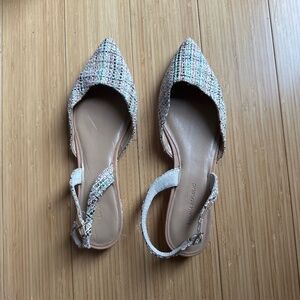 Tweed Flat Sling Backs